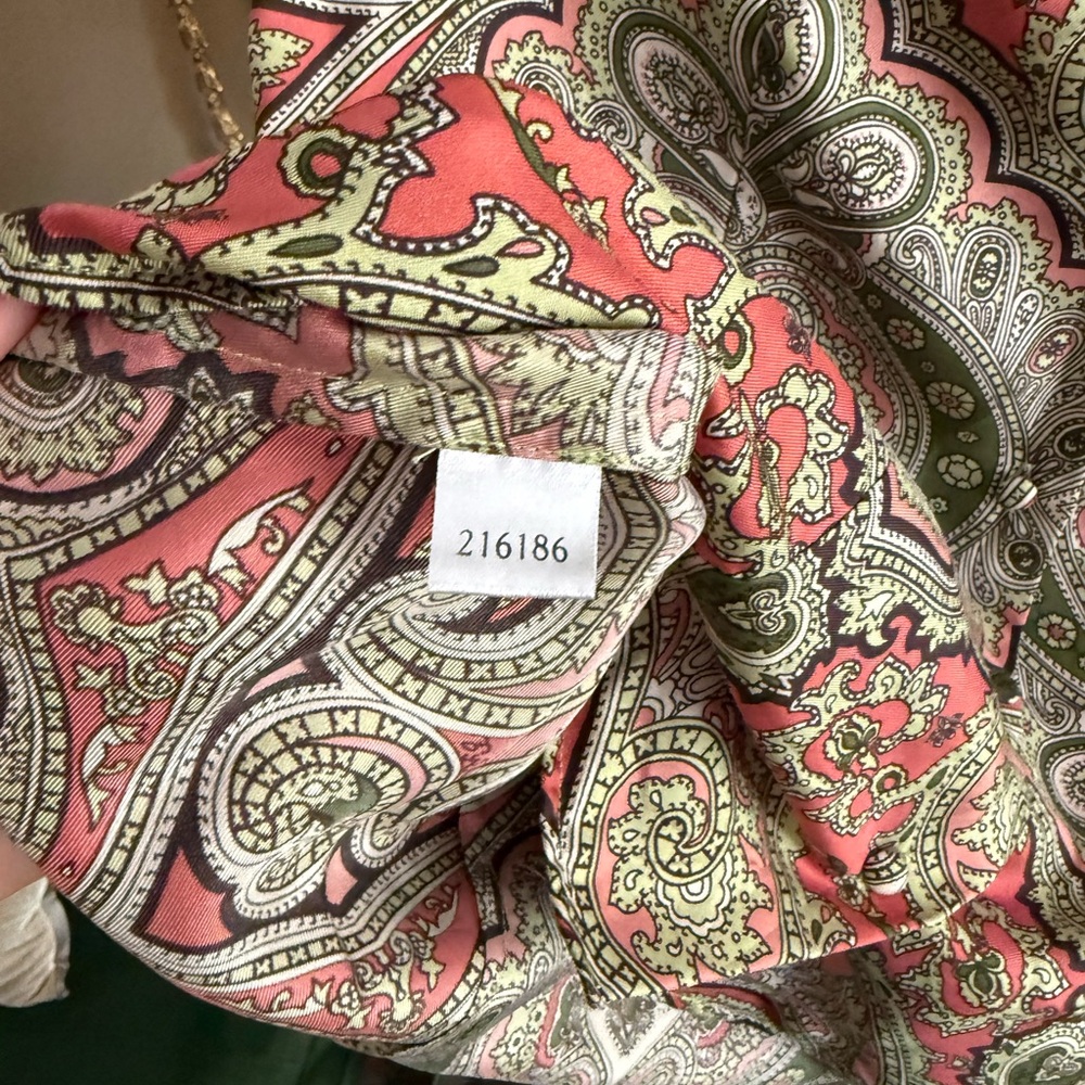 Ann Taylor Vintage SilkPaisley Button-Front Women’s Shirt Jacket - Coral & Olive - Picture 5 of 6